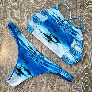 Black Tip Reef Shark Bikini Set sz M